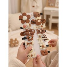 Elas Home Bebek & Çocuk Kahverengi Krem Renkli 14'lü Set Tokalar
