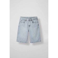 Abluka Online Erkek Baggy Bermuda Jean Şort Buz Mavi