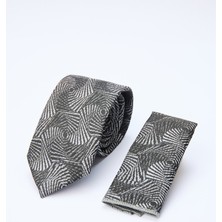 İmza Siyah-Gri Desenli 7 cm Kravat 1090260123