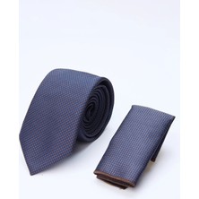 İmza Lacivert-Kahverengi Desenli 7 cm Kravat 1090260130