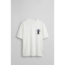 Abluka Online Erkek Oversize Bozkır Atı 3D Sırt Baskılı T-Shirt Beyaz