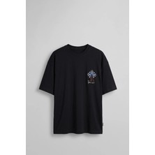 Abluka Online Erkek Oversize Bozkır Atı 3D Sırt Baskılı T-Shirt Siyah