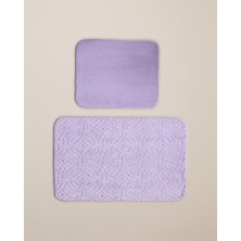 English Home Wavelet Kaydırmaz Taban Banyo Paspası Seti 60X80 cm + 40X60 cm Mor