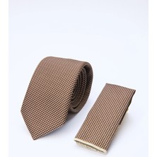 İmza Kahverengi-Bej Desenli 7 cm Kravat 1090260130