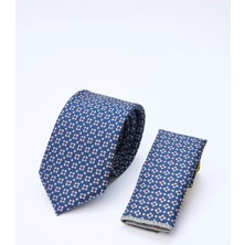İmza Lacivert-Gri Desenli 7 cm Kravat 1090260126