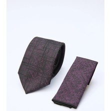 İmza Siyah-Lila Desenli 7 cm Kravat 1090260122