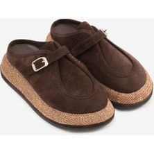 Shoemark Plandi Kahve  Hakiki Deri Kadın Terlik