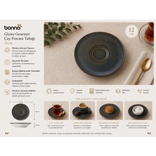 Bonnami Bonna Gloire Gourmet Porselen Çay Fincanı Tabağı 12 cm - Modern Antrasit Desenli Premium Sunum Altlığı