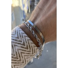 Tom Kors Erkek Çelik Bileklik 2 Li Set Özel Lüks Zincir Renk Atmaz Kararmaz Solmaz