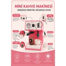 KoseToys Sesli Işıklı Buhar Atan Gerçek Su Hazneli ve Su Akıtan Oyuncak Kahve Makinesi 20CM Pembe