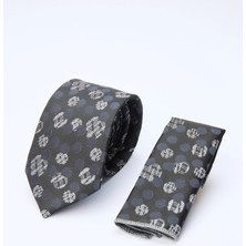 İmza Siyah-Gri Desenli 7 cm Kravat 1090260133