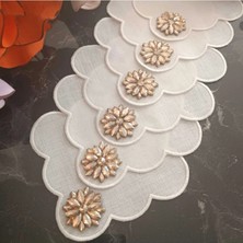 Lasetu Fleur De Pierre (Taş Çiçek) Şampanya Renkli Kahve Yanı Kokteyl Peçetesi Leke Tutmayan Kumaş 6 Adet