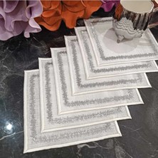 Lasetu Silver Simli Sigzak Desenli Kahve Yanı Peçetesi, Kokteyl Peçete, Sunum Peçetesi 6 Adettir.