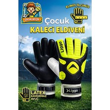 Liggo Neon Yetişkin ve Çocuk Kaleci Eldiveni Bilek Bandajlı 5-6-7-8-9-10 Numara