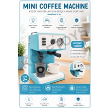KoseToys Sesli Işıklı Buhar Atan Gerçek Su Hazneli ve Su Akıtan Oyuncak Kahve Makinesi 20CM Mavi