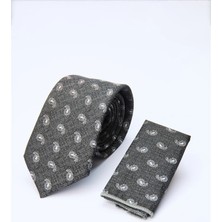 İmza Siyah-Gri Desenli 7 cm Kravat 1090260129