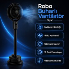 Roboturkiye - 20DB Ultra Sessiz 4 Kollu Pervaneli 96X31CM - Buharli Kule Tipi Vantilator - Siyah