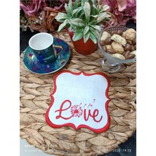 Lasetu Love Kokteyl ve Kahve Yanı Sunum Peçetesi 1 Adet Kırmızı Renkli