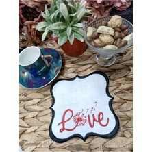 Lasetu Love Kokteyl ve Kahve Yanı Sunum Peçetesi 1 Adet Siyah Renkli