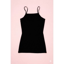 Veloure Kadın Atlet Pedli Ince Ip Askılı Pamuklu 1 Adet Siyah  Sütyenli Kadın Atlet-Bluz Yaz Modası 🌞