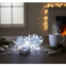 Damla Uçlu Beyaz Işık Şeffaf Kablo  10M 100 LED