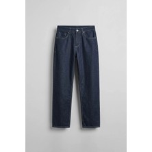 Abluka Online Erkek Kontrast Dikişli Baggy Fit Jean Pantolon Lacivert