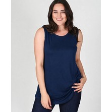 Curvy Trend Büyük Beden Kolsuz Viskon Basic Bluz