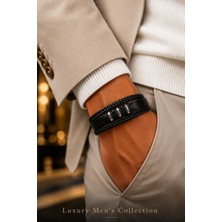 JACK FERRERO Luxury Men's Collection Çelik Kilit Deri Bileklik