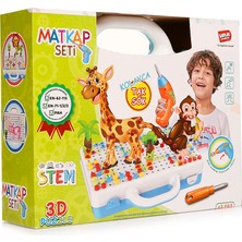 Birlik Oyuncak Eğitici Matkap Seti-Hayvanlar 3D Stem Renkli Tasarımlı Eğitici Oyun