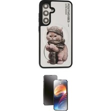 Uravas Store Ieg™ Galaxy S24 Kılıf Siluet Modern Özel Seri - Siyah 3D Antistatik Mat Seramik Nano Ekran Koruyucu