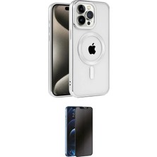 Uravas Store Ieg™ Iphone 15 Pro Max Kılıf Eksen Form Koleksiyonu - Siyah 3D Antistatik Hayalet Cam Ekran Koruyuc