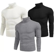 Nova Epoxy Art   3 Adet Unisex Kaşkorse Boğazlı Full Likralı Fitilli Body Kazak