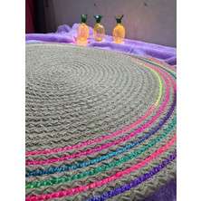 Decohandy 39CM Neon Renkli Şeritli Jüt Örme Supla Amerikan Servis