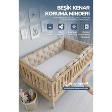 Yasetex Tasarım Beşik Kenar Koruma Minderi %100 Pamuk - Montessori Yatak Uyumlu - Vanilya - Buble Soft