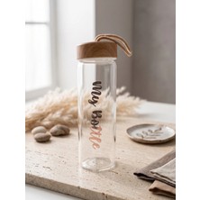 Dörtel Tedarik My Bottle 550 ML Gold Bambu Kapaklı Borosilikat Cam Matara