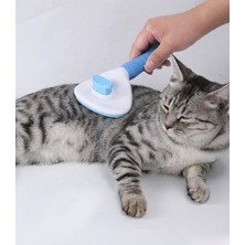 Deyhome Kedi Köpek Tüy Toplama Tarağı Kendini Temizleyen Düğmeli Pet Fırçası Paslanmaz Çelik Uçlu
