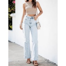 Layal My Beauty Alice Kadın Palazzo Power Likralı Süper Yüksek Bel Salaş Jeans Kot Pantolon Yeni Sezon 3