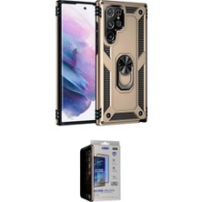 Uravas Store Ieg™ Galaxy S23 Ultra Kılıf Ahenk Klasik Koleksiyonu - Siyah Durable Full Glue Curved Hayalet Cam