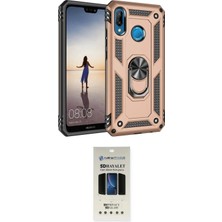 Uravas Store Ieg™ P20 Lite Kılıf Ahenk Klasik Koleksiyonu - Siyah 5d Hayalet Cam Ekran Koruyucu