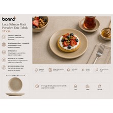 Bonnami Bonna Luca Salmon Matt Porselen Düz Tabak 17 cm Tatlı Kahvaltı Servis Tabağı