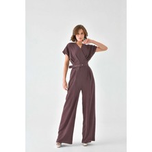 Ftz Women Kadın Kemerli Tulum  Kahve 30724