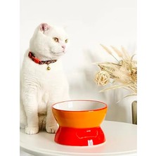 Die Grup Luna Model Seramik Kedi ve Köpek Mama Su Kabı, Şık Turuncu-Sarı Renk