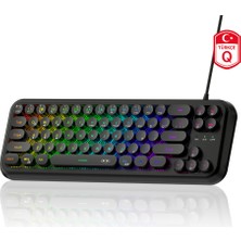 Magegee TS91 Round 61 Tuş Rgb Kablolu Membran Türkçe Q Siyah Gaming Klavye