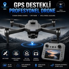 Smayling Gps Destekli Katlanabilir Drone, Gimbal Stabilizasyonlu Kamera, Engel Algılama Sensörü, Ekranlı Kumanda, Tek Tuş Eve Dönüş, Gerçek Zamanlı Görüntü Aktarımı