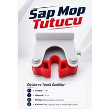 Nzb Fırça Tutucu Sap Mop Güçlü Yapışkanlı 1 kg Taşıma Kapasiteli Duvar Tipi Askı Aparatı Organizer
