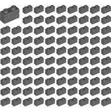 LEGO Yedek Parçalar: Modifiyeli Duvar Parçası: 100 Adet 1x2 Koyu Gri 98283 - Parts: Brick, Modified: 100 Piece 1x2 Dark Bluish Gray