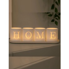 Lunera Accessories Home Yazılı Mumluk | 3D Baskı El Yapımı Dekoratif Mumluk | Ev Temalı Modern Tasarım