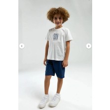 Ay Kids Aykidsclup Arnetta Erkek Çocuk Baskılı Beyaz Tişört & Şort Takım -3304-