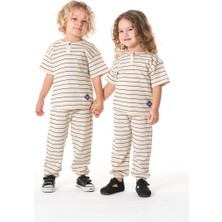 Poala Kids Çizgili Gofre Takım Erkek Çocuk Alt Üst Takım