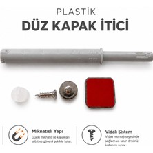 Badem10 Plastik Düz Kapak Itici 8 cm Mobilya Dolap Kapağı Açma Mekanizması Bas Aç Yaylı Sistem